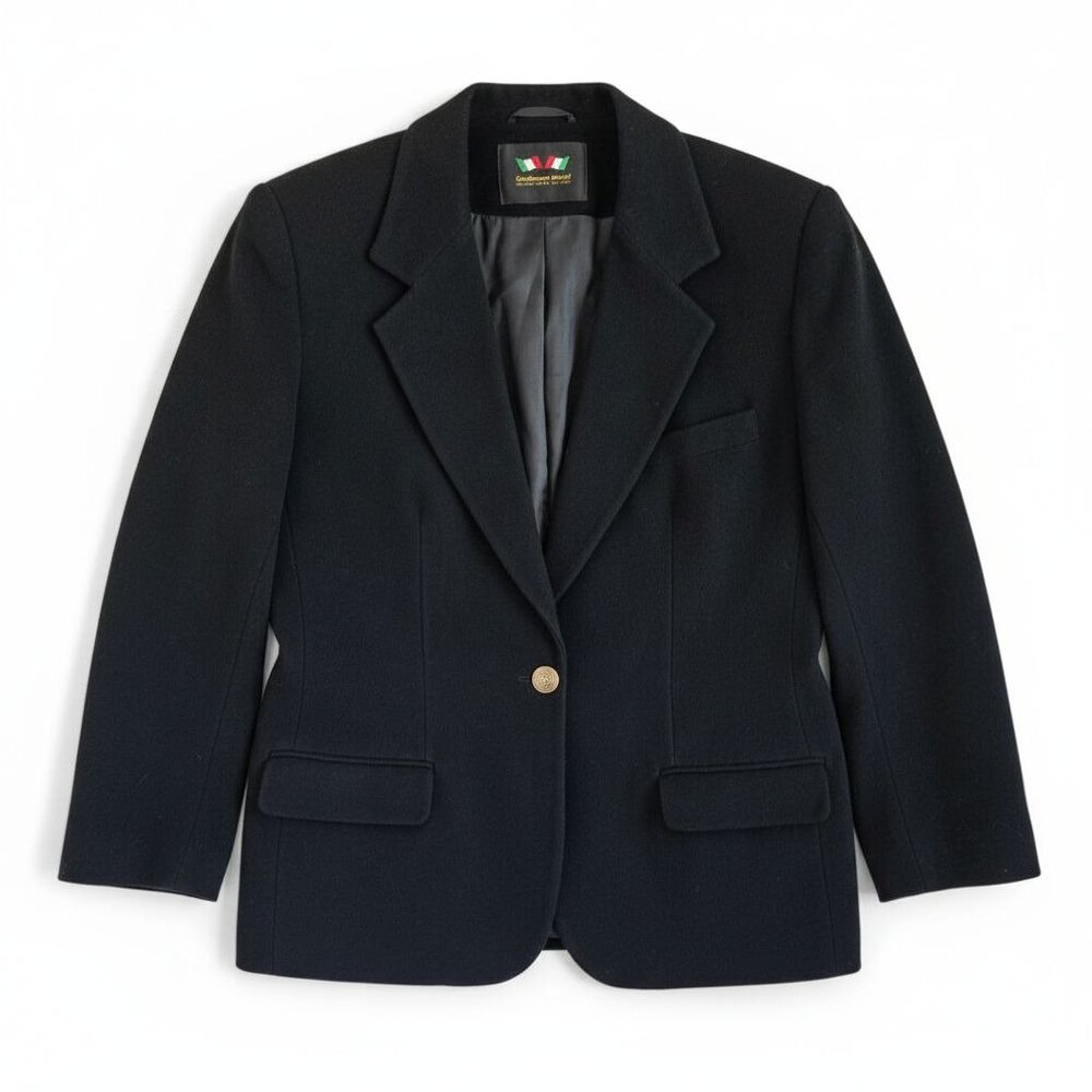 Italian Fabric Wool Cashmere Blazer | European Made | Late 90s | Size 12 - Picture 2 of 16